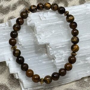 Tiger Eye Crystal Gemstone Stretch Bracelet Natural Healing Energy